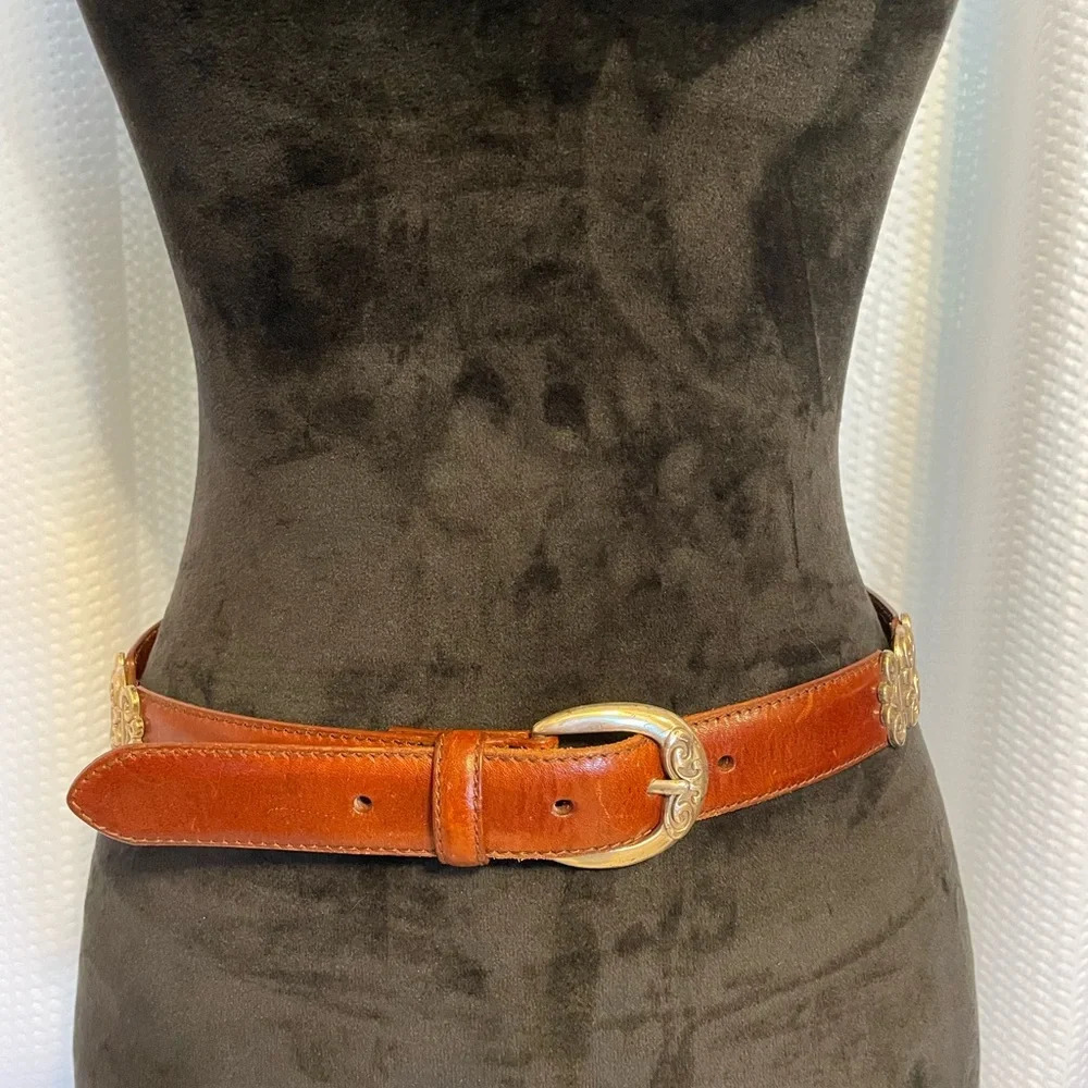 Fossil Brown Leather Hinged Belt Size Medium